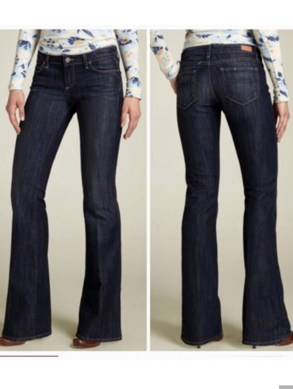 Paige Women's Laurel Canyon Dark Wash Denim Petite Bootcut Jeans Size 26 #742